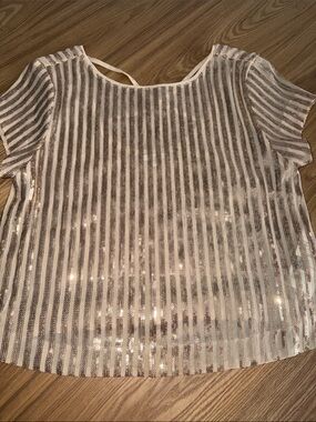 Guess Sequin Striped Pencil Skirt & Top Set - Gold